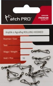 Krętlik z Agrafką ROLLING HOOKED 10szt Matchpro Nr.12/9kg