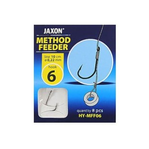 Haczyki Jaxon method feeder z przyponem z gumka- r.8/0.22mm