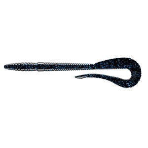 Libra Lures Bass Crazy Twist Tail Worm 14cm - 040 / BLACK WITH BLUE PEPPER 8pcs (KRYL)
