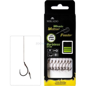 PRZYPON METHOD FEEDER Z GUMKĄ - HAK BEZ ZADZIORA NR 10 / PLECIONKA: 0.12MM/10CM - OP.8SZT. MIKADO