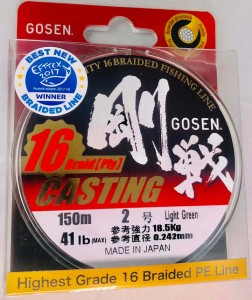 Gosen 16 Ply Braid Casting 150m jasnozielona żyłka #PE 2.0 / 41lb