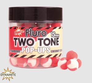 Kulki proteinowe Dynamite Baits Fluoro Two Tone Pop up's 15mm | Strawberry & Coconut Cream | 80g