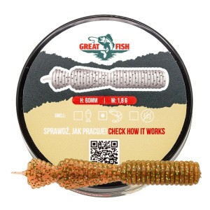 Przynęta gumowa Great Fish GF2 Shrimp Scent 60mm /1,8g- MOTOR OIL GREEN 10szt.