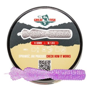 Przynęta gumowa Great Fish GF2 Shrimp Scent 60mm /1,8g- Glitter Light Purple 10szt. 