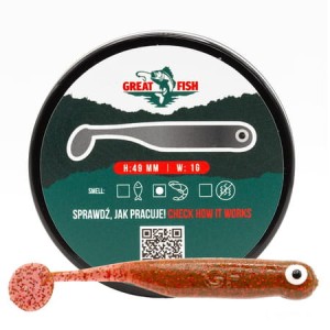 Przynęta gumowa Great Fish GF1 Shrimp Scent 49mm/1g- Motor Oil Red 10szt.
