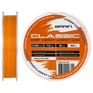Żyłka Brain Classic Carp 300 m 0,33mm 10,0 kg 22lb  pomarańczowa 