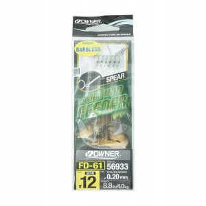 Haczyki Owner FD61 bezzadziorowe rozm.#12 z przyponami czarne 4kg 6szt.
