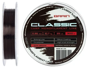 Żyłka Brain Classic Carp (ciemnobrązowa) 300m 0,33mm 22lb 10,0kg   