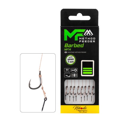 PRZYPON MF - MF14 Z IGŁĄ - hak z zadziorem nr 4 / plecionka: 0.18mm/10cm - op.8szt. MIKADO-sklep rybka
