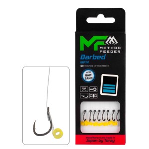 PRZYPON MF - MF14 Z GUMKĄ - hak z zadziorem nr 4 / żyłka: 0.28mm/10cm - op.8szt. MIKADO