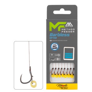 PRZYPON MF - MF14 Z GUMKĄ - hak bez zadziora nr 14 / plecionka: 0.12mm/10cm - op.8szt. MIKADO