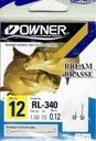Haczyki z przyponem Owner RL-340 rozmiar 12/ żyłka 0.12mm 