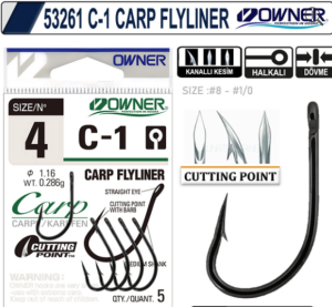 Haczyki Owner Carp FlyLiner/ Straight  C-1 #4-5szt